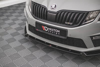 Front Splitter Maxton Design v.2 for Skoda Octavia RS front bumper (2016-2019), matte black