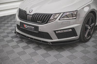 Front Splitter Maxton Design v.2 for Skoda Octavia RS front bumper (2016-2019), matte black