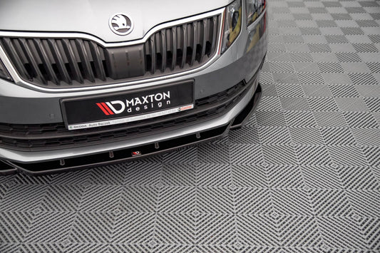 Maxton Design Front Splitter v.2 for Skoda Octavia (2016-2020) Standard Front Bumper, Gloss Black