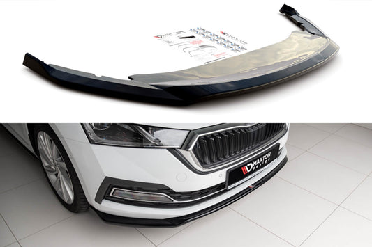 Spoiler Maxton Design versiunea 2 pentru bara față standard a Skoda Octavia (după 2019), negru lucios