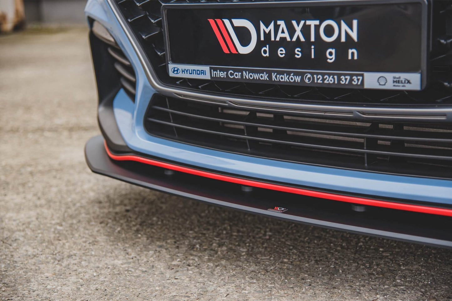 Splitter Maxton Design versiunea 2 tip Racing pentru bara fata N a Hyundai i30 hatchback, fastback (2017-), negru mat