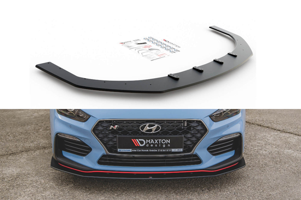 Splitter Maxton Design versiunea 2 tip Racing pentru bara fata N a Hyundai i30 hatchback, fastback (2017-), negru mat