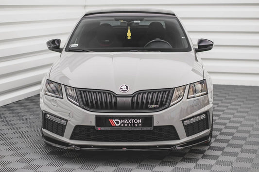 Splitter frontal Maxton Design versiunea 3 pentru bara față RS Skoda Octavia (2016‑2019), negru mat