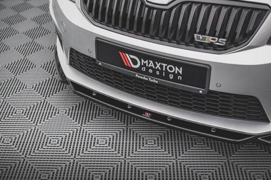 Splitter frontal Maxton Design versiunea 4 pentru bara RS față Skoda Octavia (2013-2016), culoare carbon