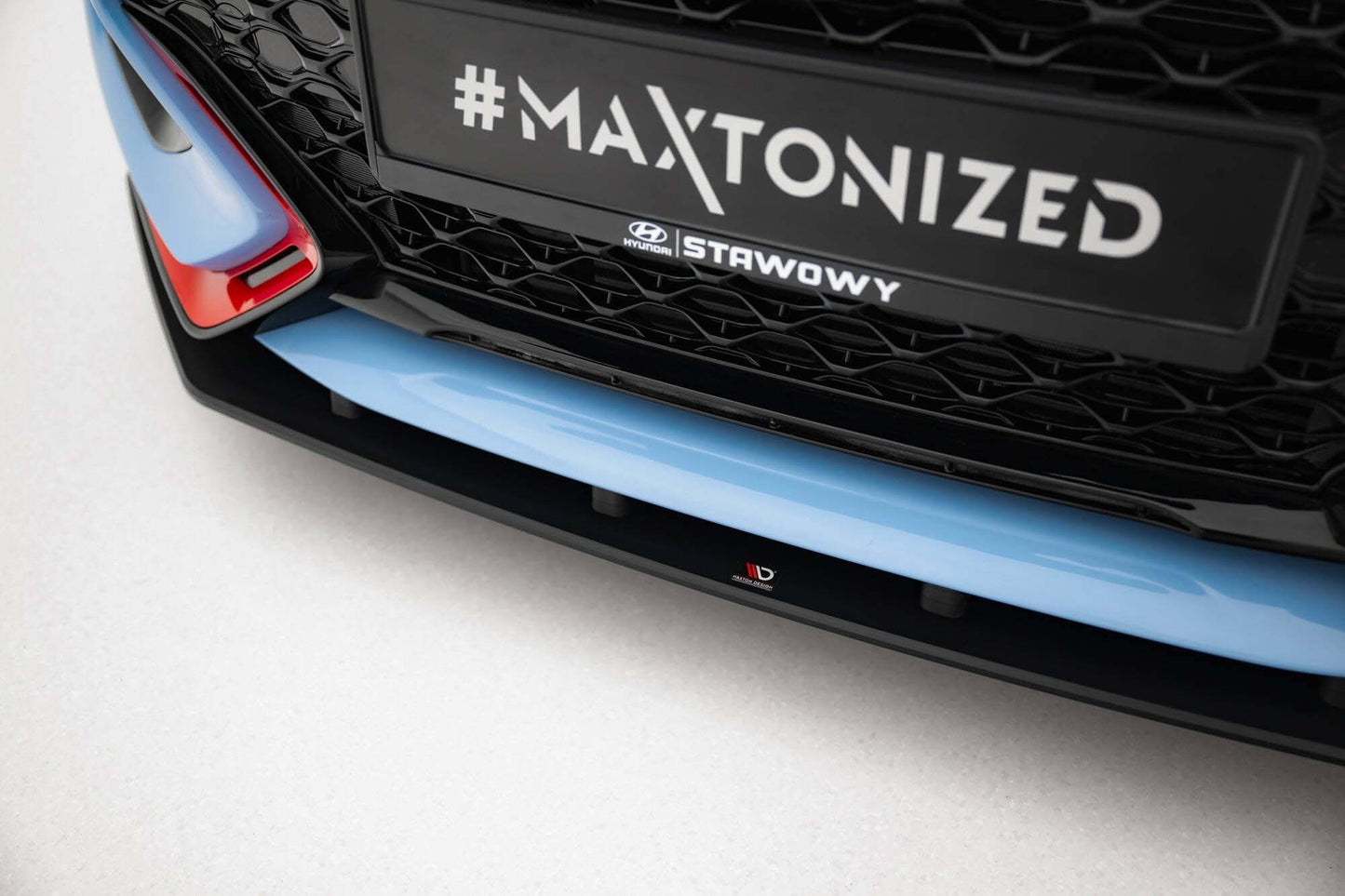 Splitter Maxton Design Street Pro pentru bara fata a Hyundai Veloster N (2018-2022), negru mat
