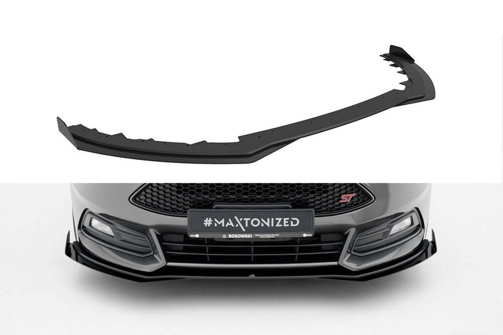 Spoiler Maxton Design tip Street Pro, pentru bara fata ST a Ford Focus (2015-2018), negru mat