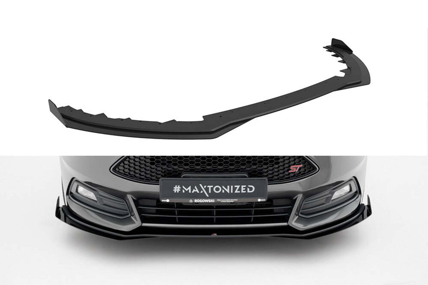 Spoiler Maxton Design tip Street Pro, pentru bara fata ST a Ford Focus (2015-2018), negru mat