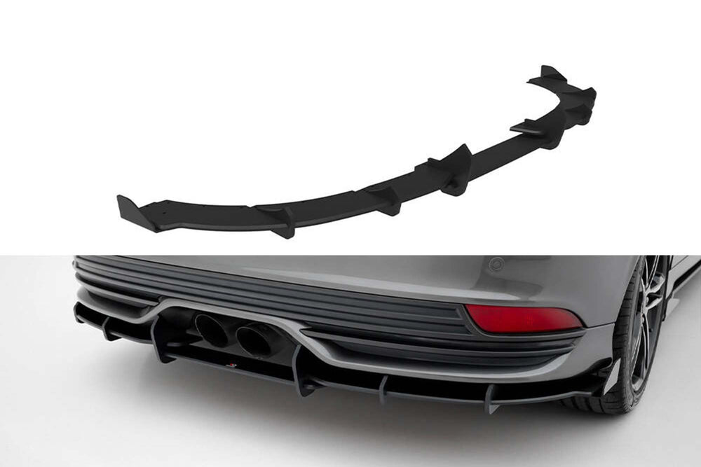 Diffuser Maxton Design tip Street Pro pentru bara spate ST a Ford Focus (2015-2018), negru mat