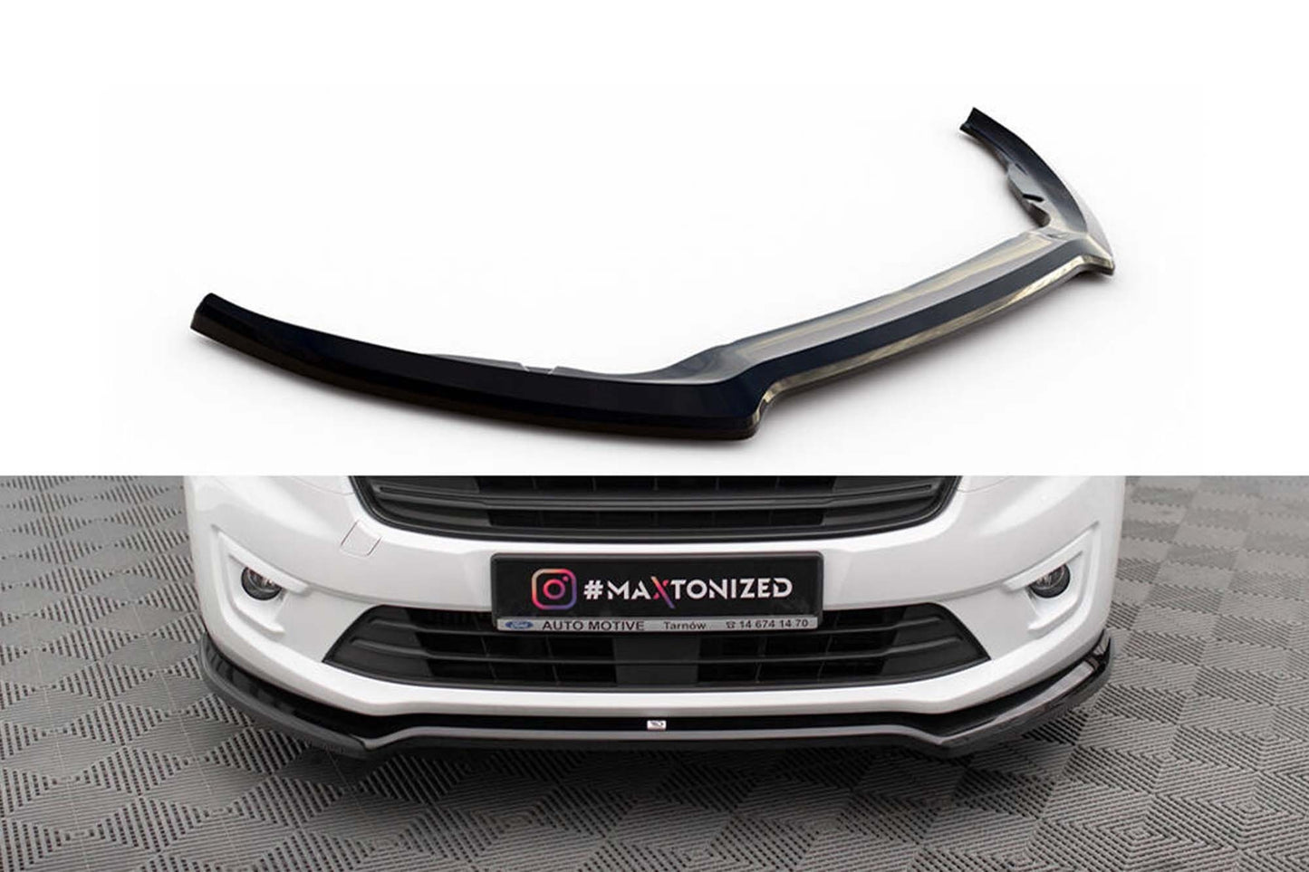 Maxton Design splitter versiunea 1 pentru bara fata Ford Transit Connect (2017-2023), negru lucios