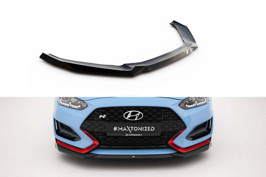 Splitter Maxton Design versiunea 1 pentru bara fata a Hyundai Veloster N (2018-2022), negru lac