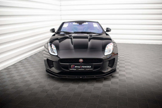 Spoiler Maxton Design versiunea 1 pentru bara fata a Jaguar F-Type Mk1 (2016-2020), culoare carbon