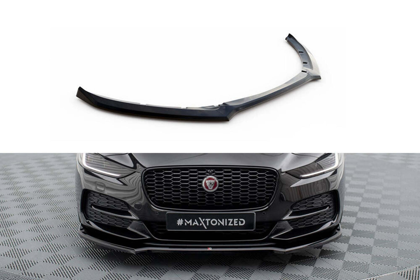 Spoiler Maxton Design versiunea 1 pentru bara fata a Jaguar XE X760 (dupa 2019), lac negru