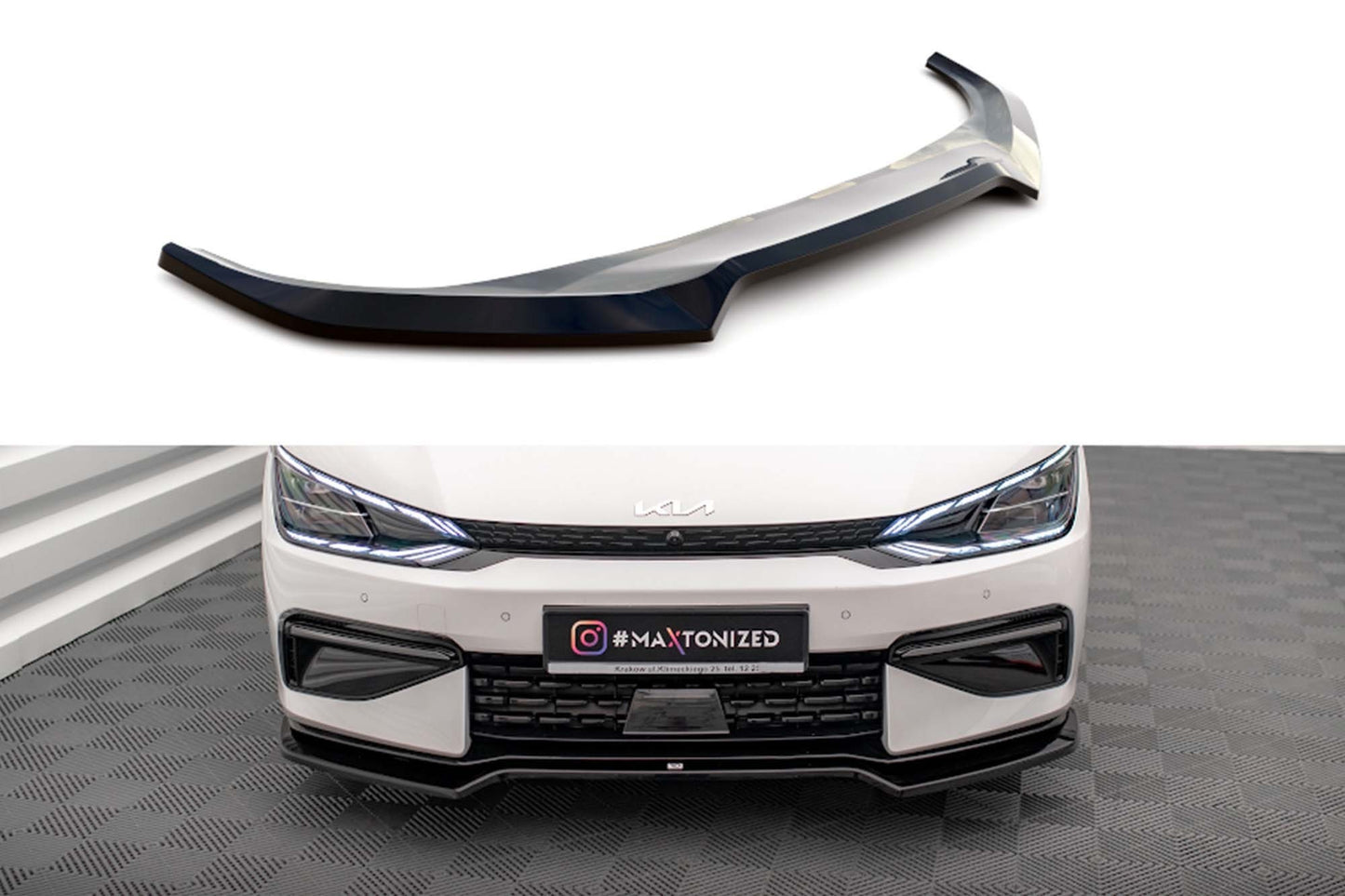 Spoiler față versiunea 1 Maxton Design pentru Kia EV6 GT-Line MK1 (2021-), culoare carbon