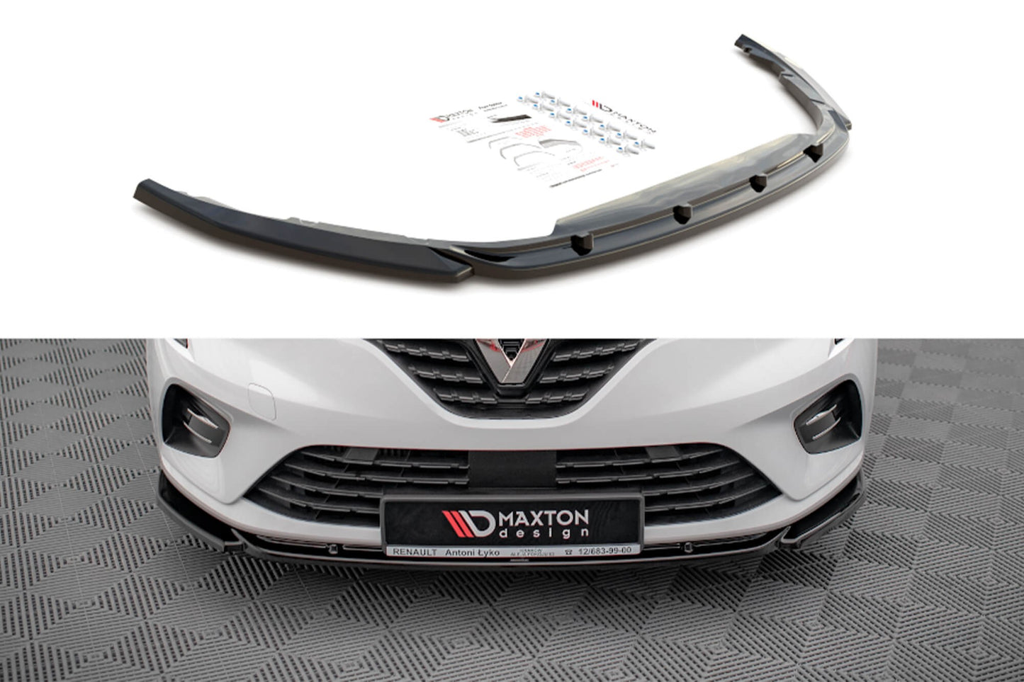 Maxton Design splitter versiunea 1 pentru bara fata Renault Clio (2019+), culoare carbon