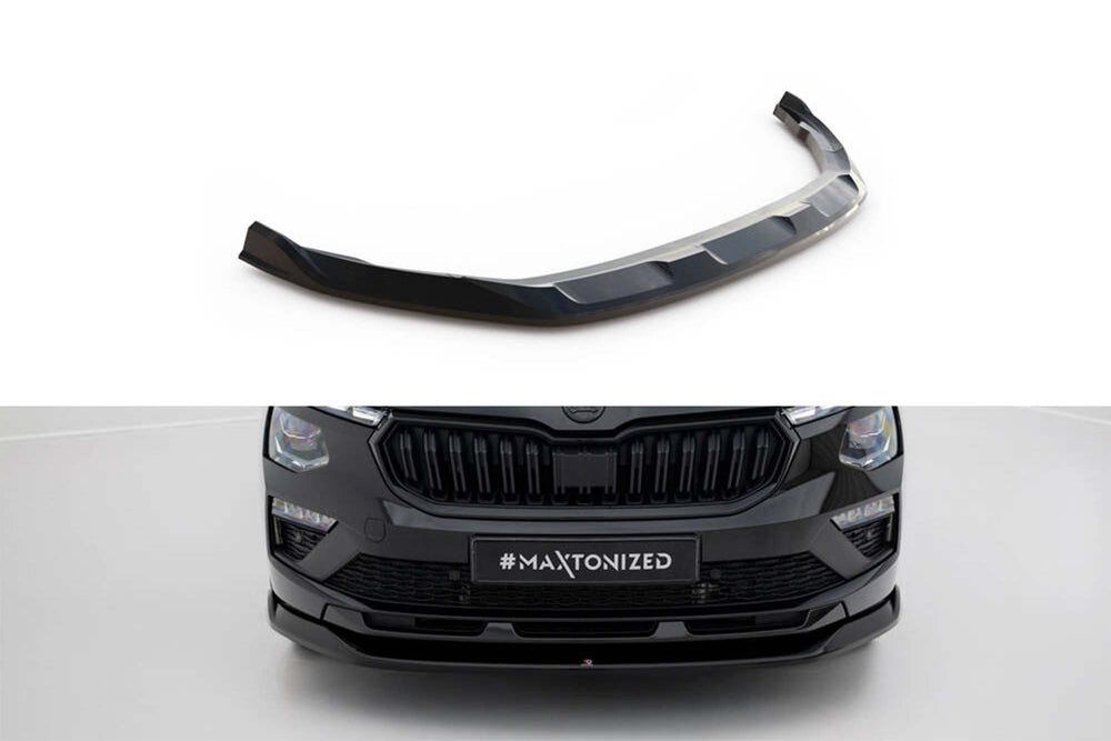 Spoiler Maxton Design versiunea 1 pentru bara față a Skoda Kamiq Monte Carlo (după 2023), lac negru