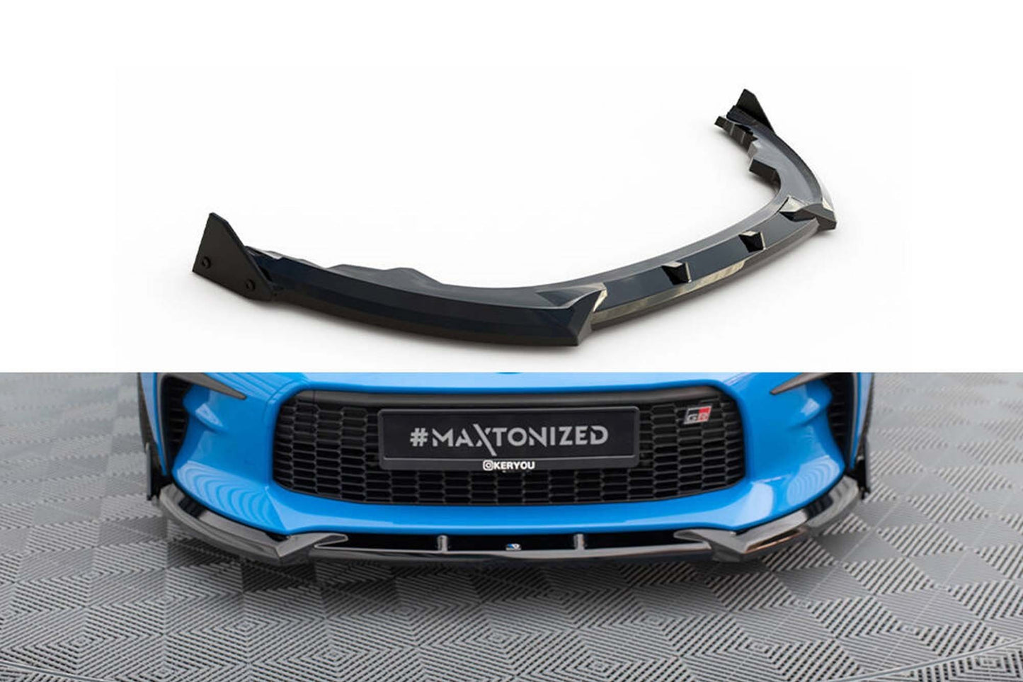 Spoiler Maxton Design versiunea 1 pentru bara față Toyota GR86 (după 2021), negru lucios
