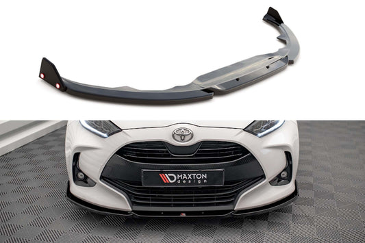Spoiler Maxton Design versiunea 1 pentru bara fata a Toyota Yaris MK4 (2019+), negru mat