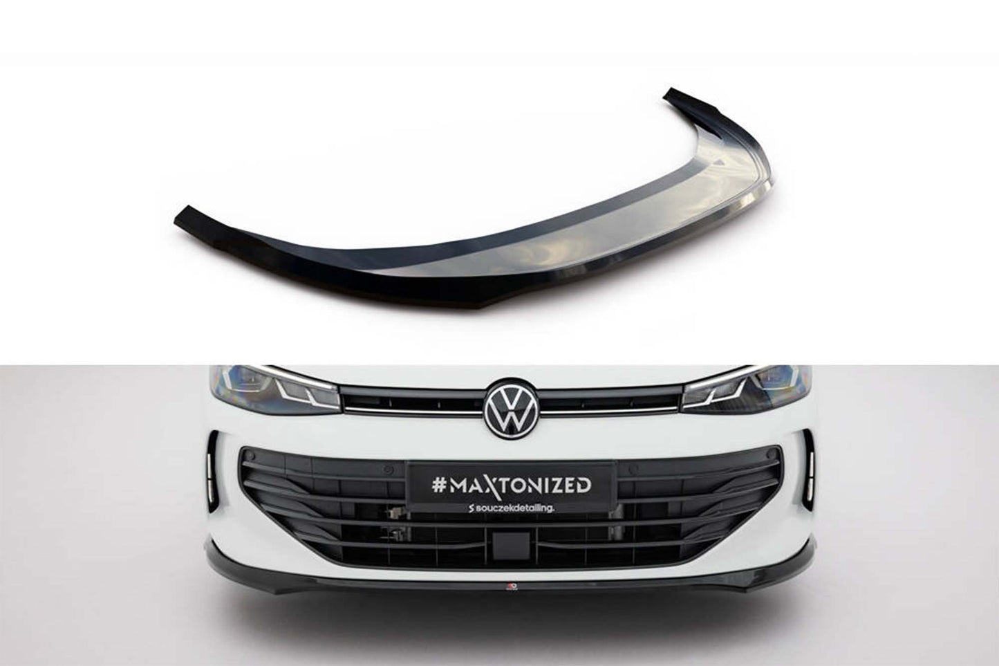 Spoiler Maxton Design versiunea 1 pentru bara fata a VW Passat B9 (dupa 2024), lac negru