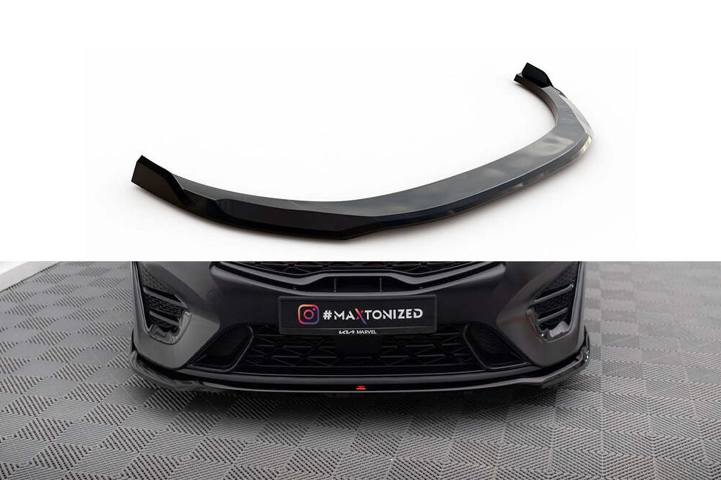 Spoiler Maxton Design versiunea 1 pentru bara fata GT a Kia Proceed, Ceed (2022+), negru lac