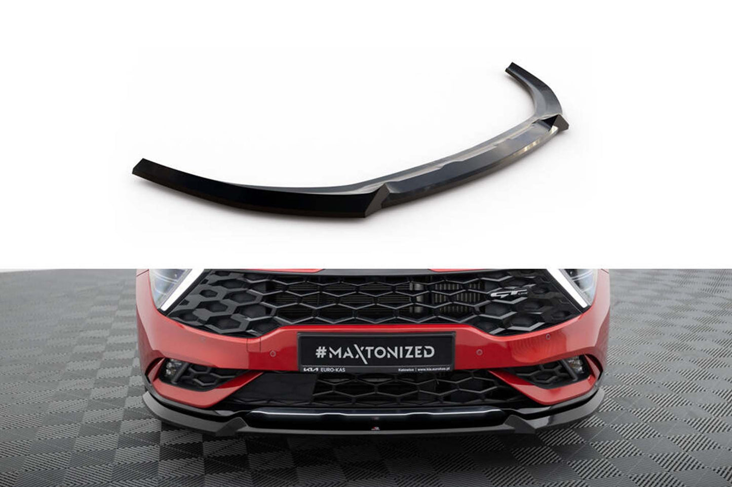Spoiler Maxton Design versiunea 1 pentru bara față GT-Line Kia Sportage (2021+), negru lucios