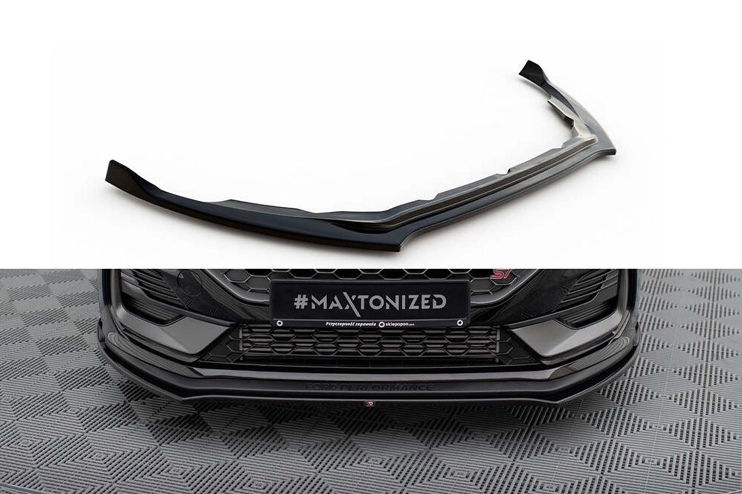 Spoiler Maxton Design versiunea 1 pentru bara faţă ST a Ford Fiesta (după 2021), negru lacuit