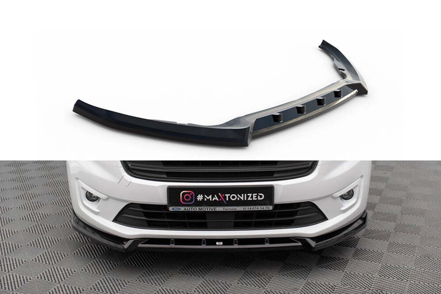 Maxton Design splitter versiunea 2 pentru bara fata Ford Transit Connect (2017-2023), negru lucios