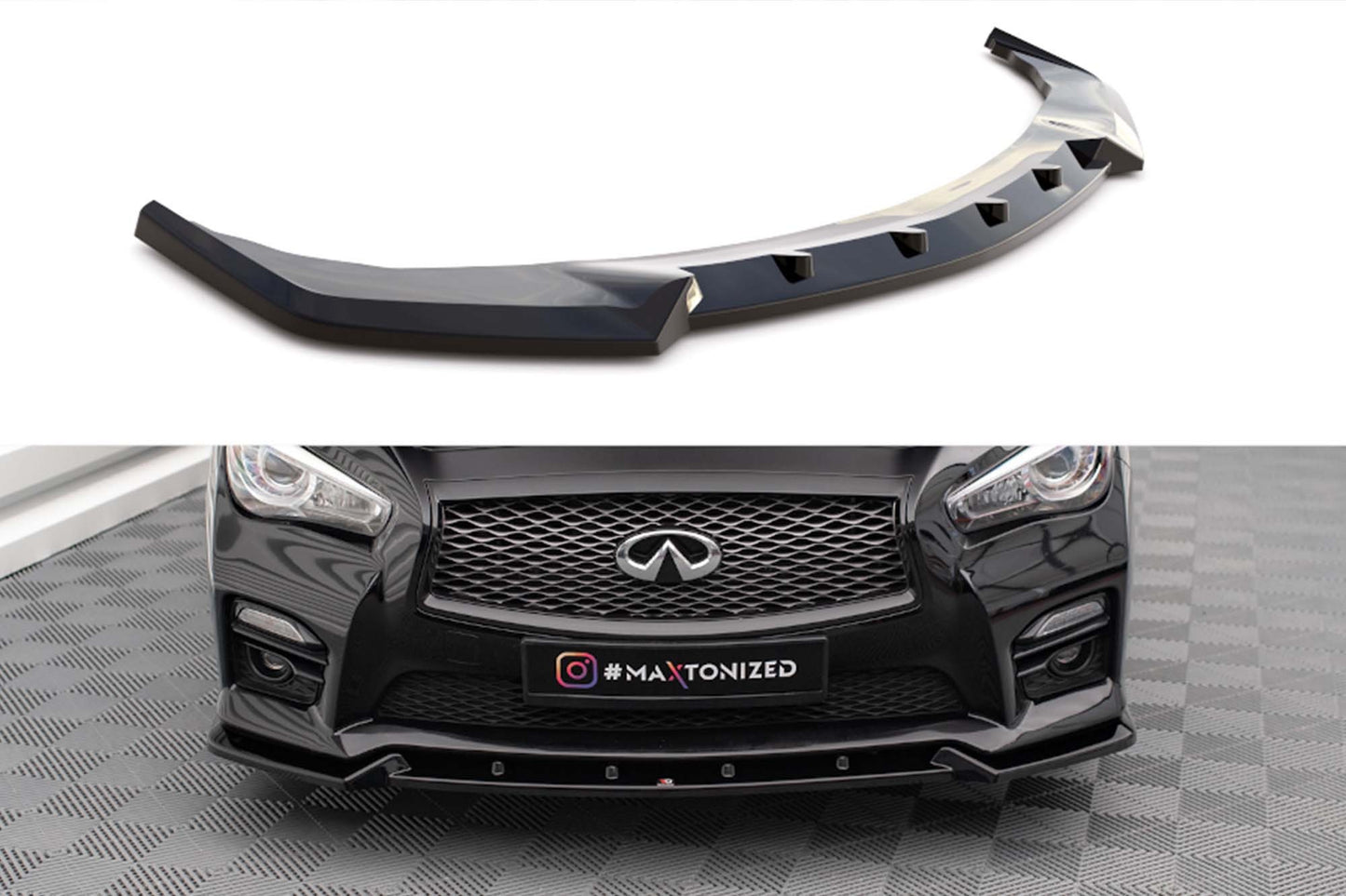 Maxton Design versiunea 2 spoiler bara fata pentru Infiniti Q50 S Mk1 (2013-2016), lac negru
