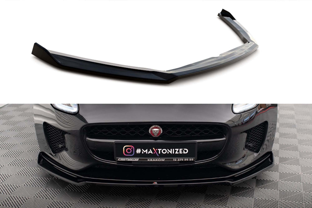 Spoiler Maxton Design versiunea 2 pentru bara fata a Jaguar F-Type Mk1 (2016-2020), lac negru