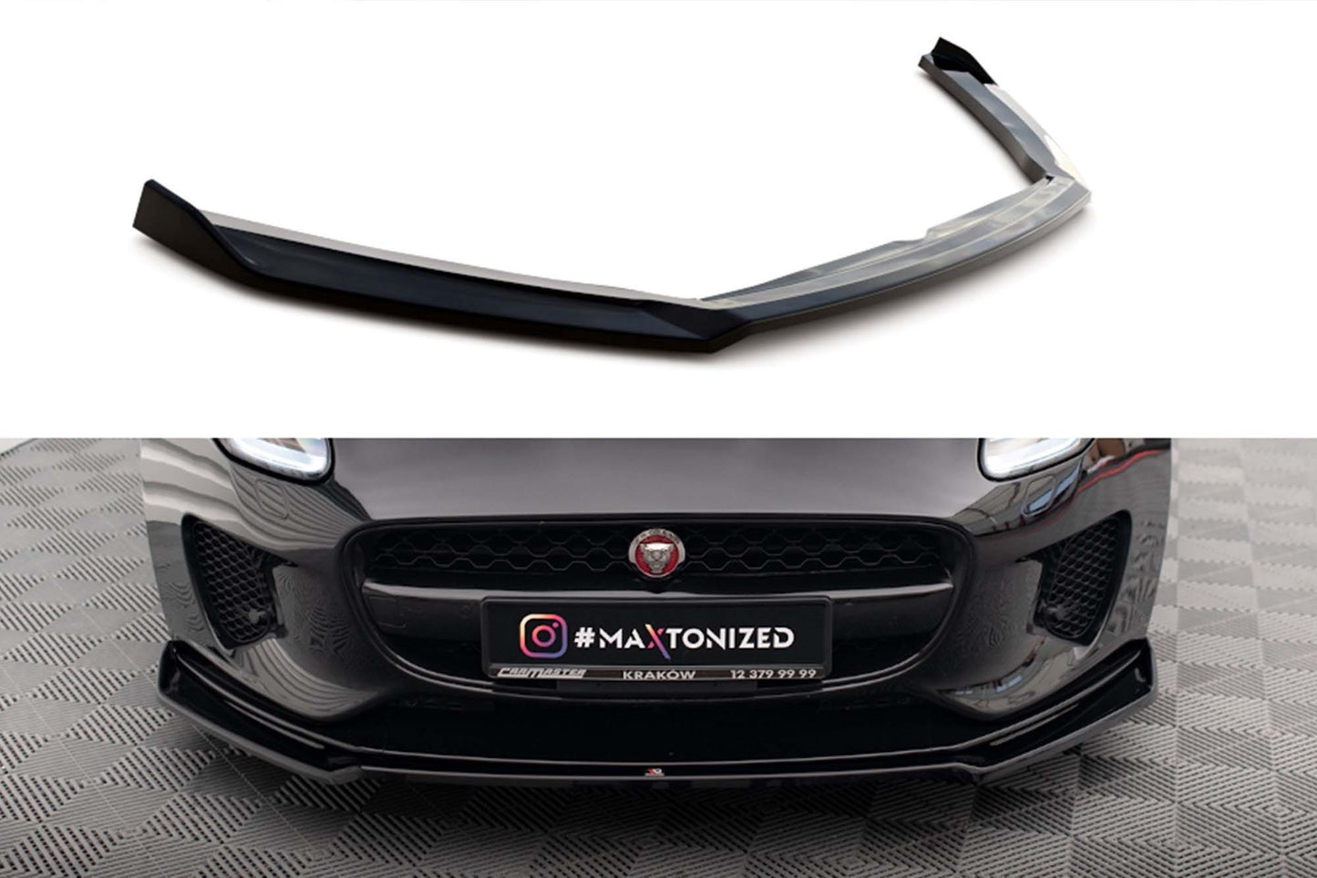 Spoiler Maxton Design versiunea 2 pentru bara fata a Jaguar F-Type Mk1 (2016-2020), lac negru