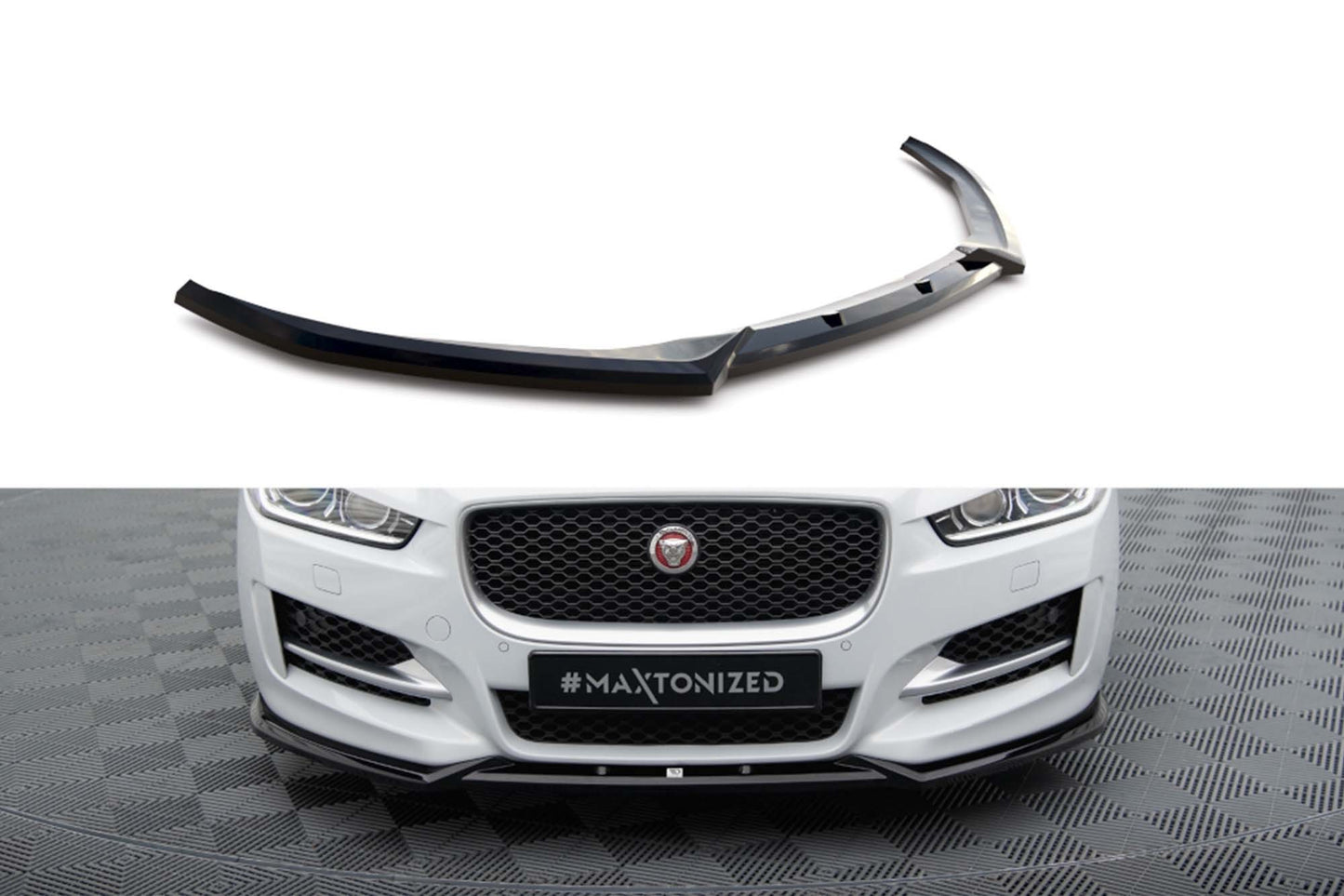 Spoiler Maxton Design versiunea 2 pentru bara fata a Jaguar XE R-Sport X760 (dupa 2015), negru lacuit