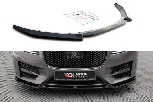 Spoiler Maxton Design versiunea 2 pentru bara fata a Jaguar XF R-Sport (2015-2020), negru lacuit