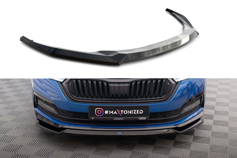 Spoiler Maxton Design versiunea 2 pentru bara fata a Skoda Octavia Sportline (dupa 2019), lac negru