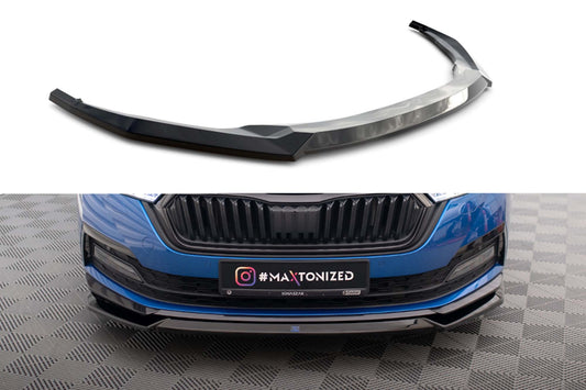 Maxton Design Spoiler version 2 for Skoda Octavia Sportline (from 2019) front bumper, gloss black