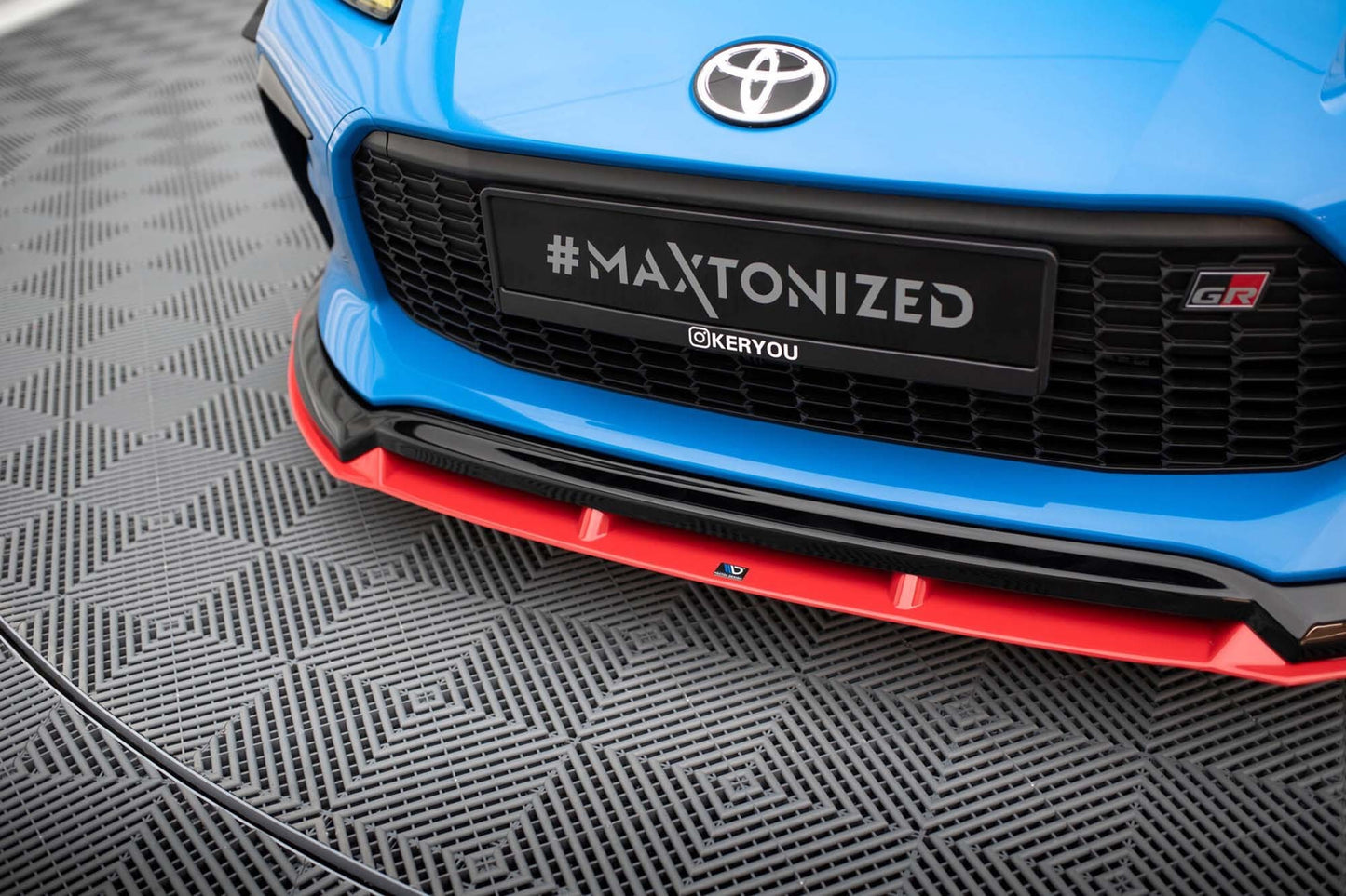 Maxton Design Front Splitter V2 for Toyota GR86 (2021 onwards), gloss black/red
