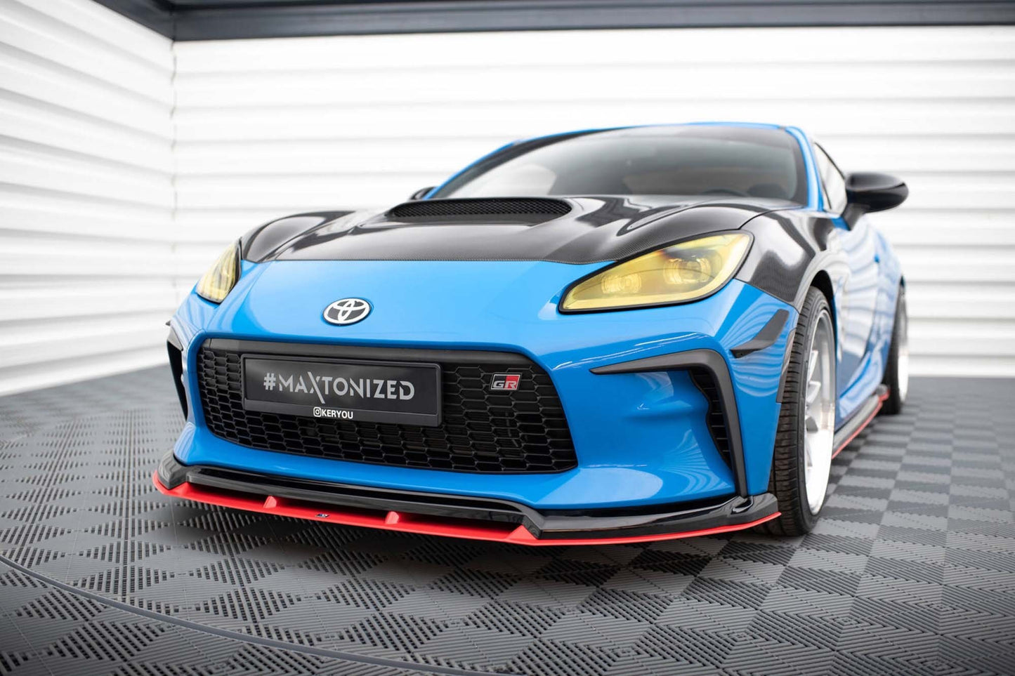 Maxton Design Front Splitter V2 for Toyota GR86 (2021 onwards), gloss black/red