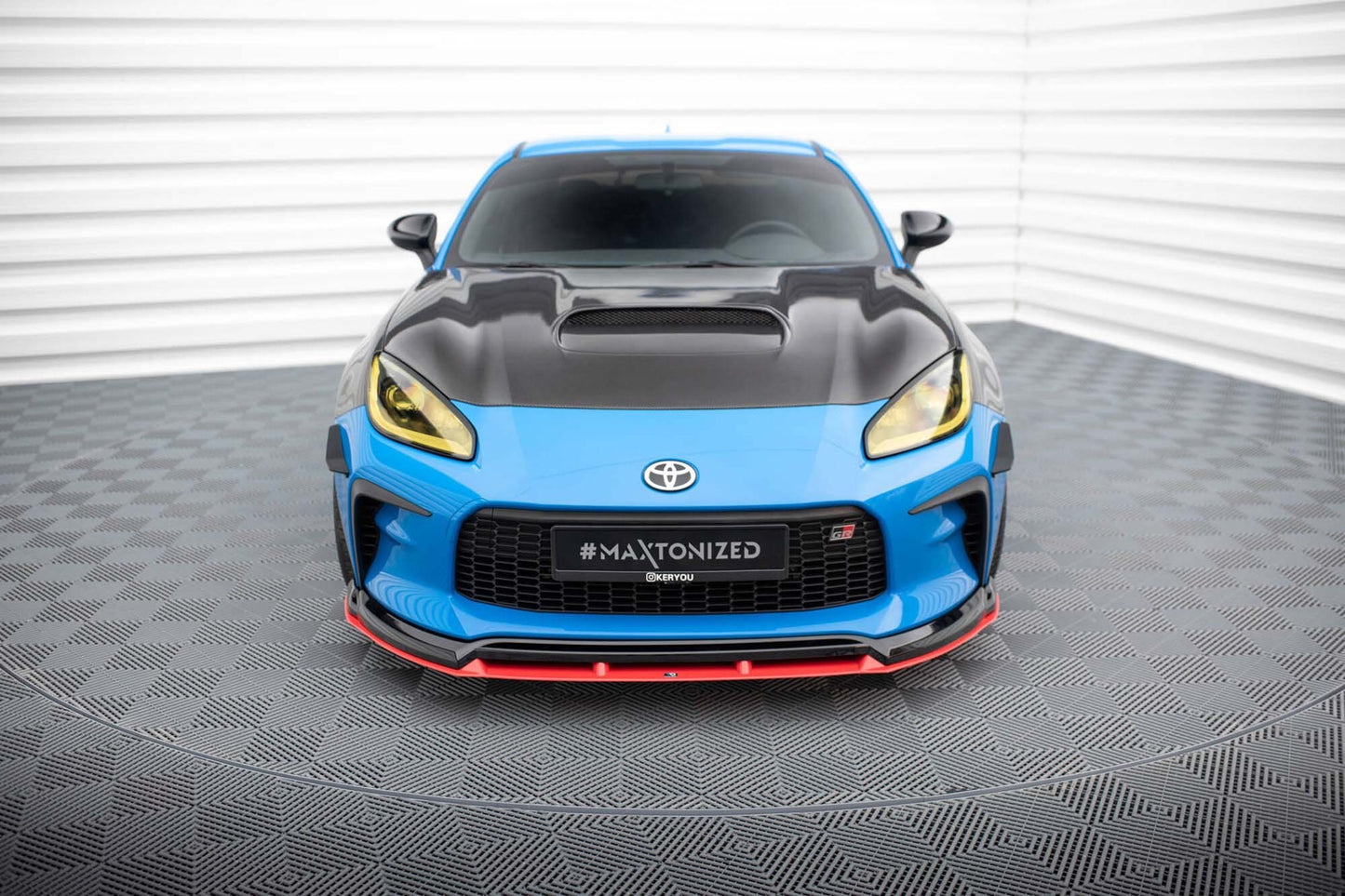 Maxton Design Front Splitter V2 for Toyota GR86 (2021 onwards), gloss black/red