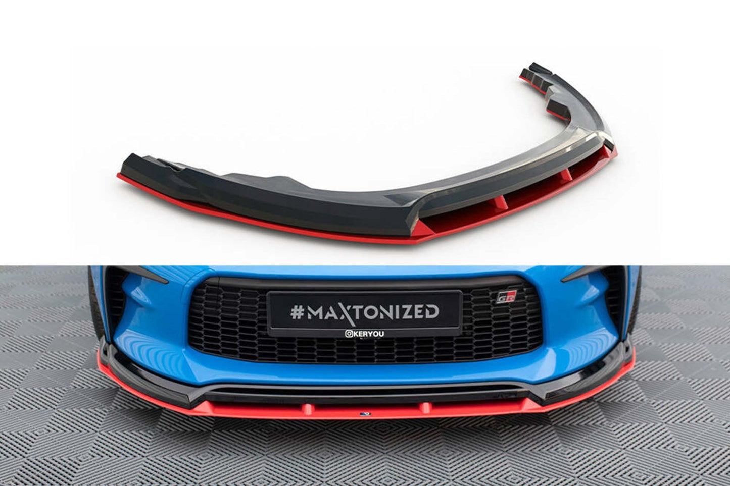 Maxton Design Front Splitter V2 for Toyota GR86 (2021 onwards), gloss black/red