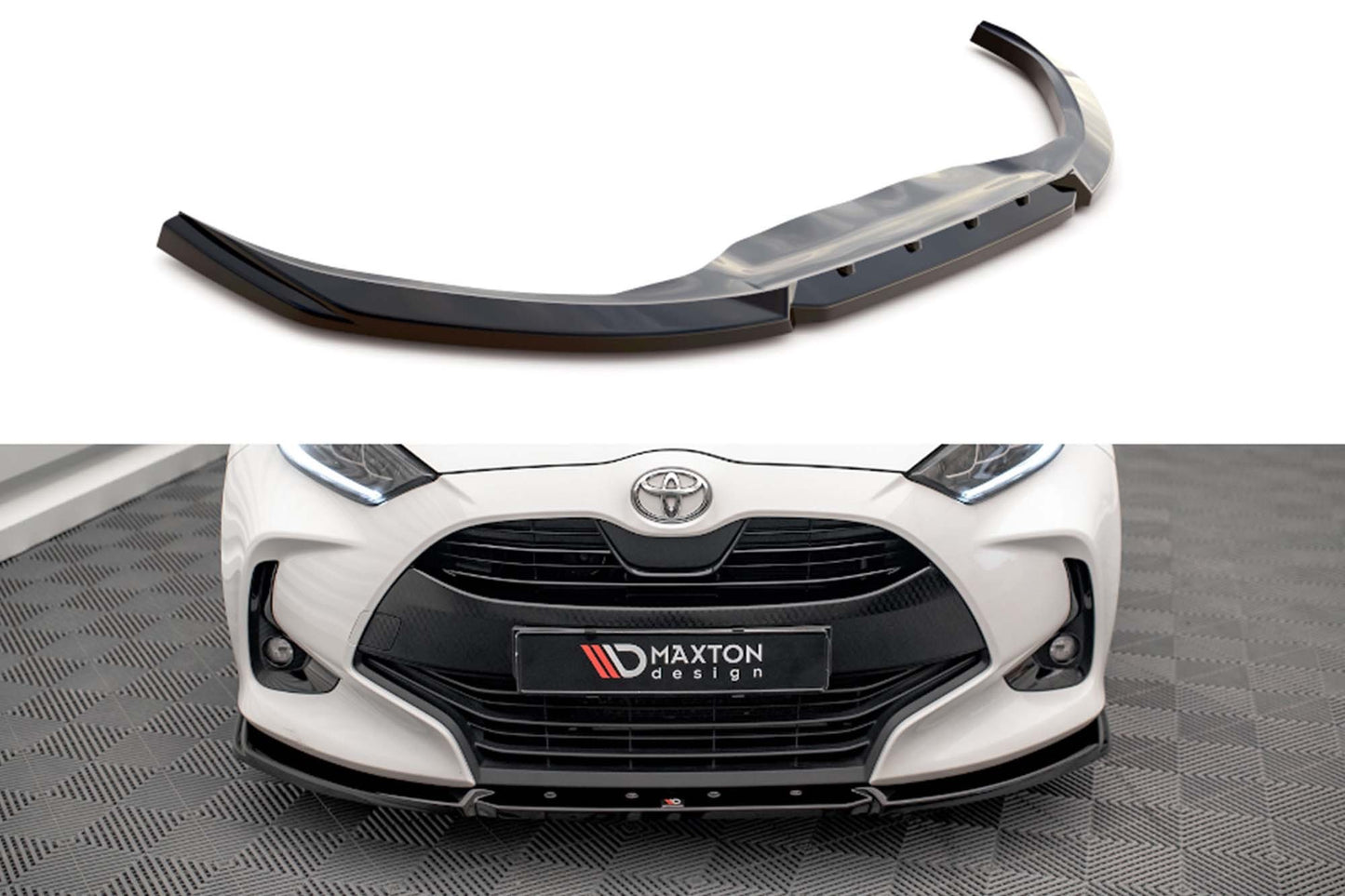 Spoiler Maxton Design V.2 pentru bara față a Toyota Yaris MK4 (2019+), finisaj carbon