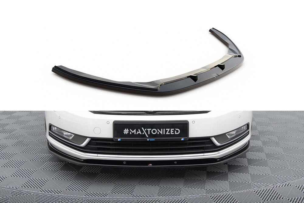 Spoiler Maxton Design versiunea 2 pentru bara fata a Volkswagen Passat B7 sedan, station wagon (2010-2014), lac negru