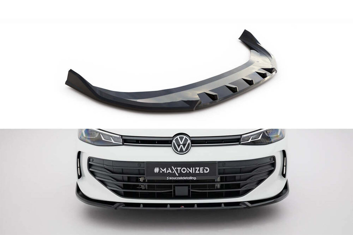 Spoiler Maxton Design versiunea 2 pentru bara fata a VW Passat B9 (dupa 2024), lac negru