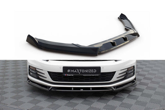 Spoiler Maxton Design versiunea 2 pentru bara fata Volkswagen Scirocco 2014-2017, lac negru