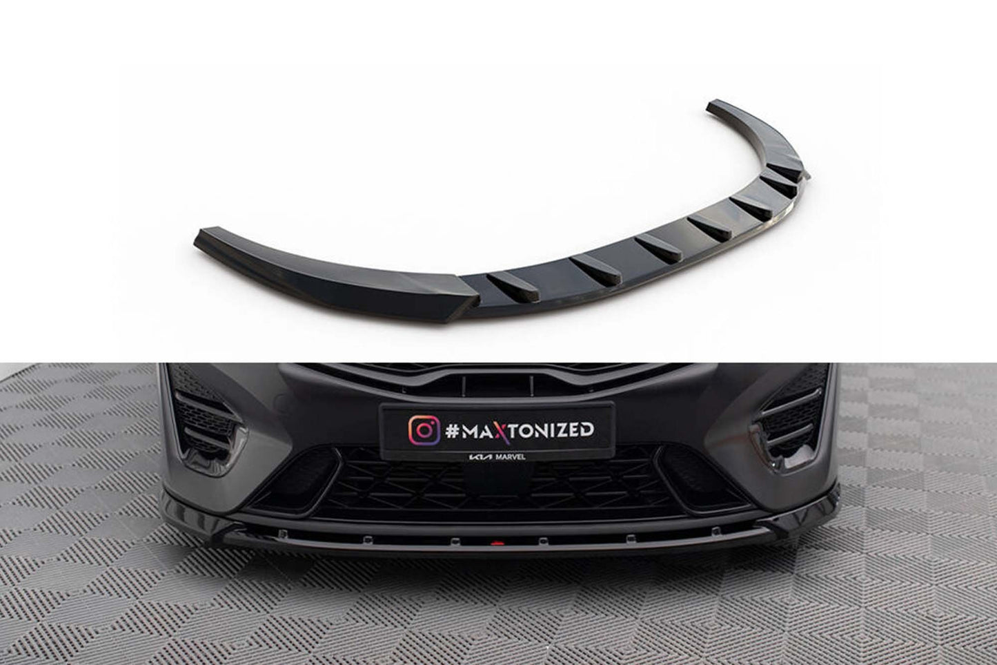 Spoiler Maxton Design versiunea 2 pentru bara fata GT a Kia Proceed, Ceed (2022+), negru lac
