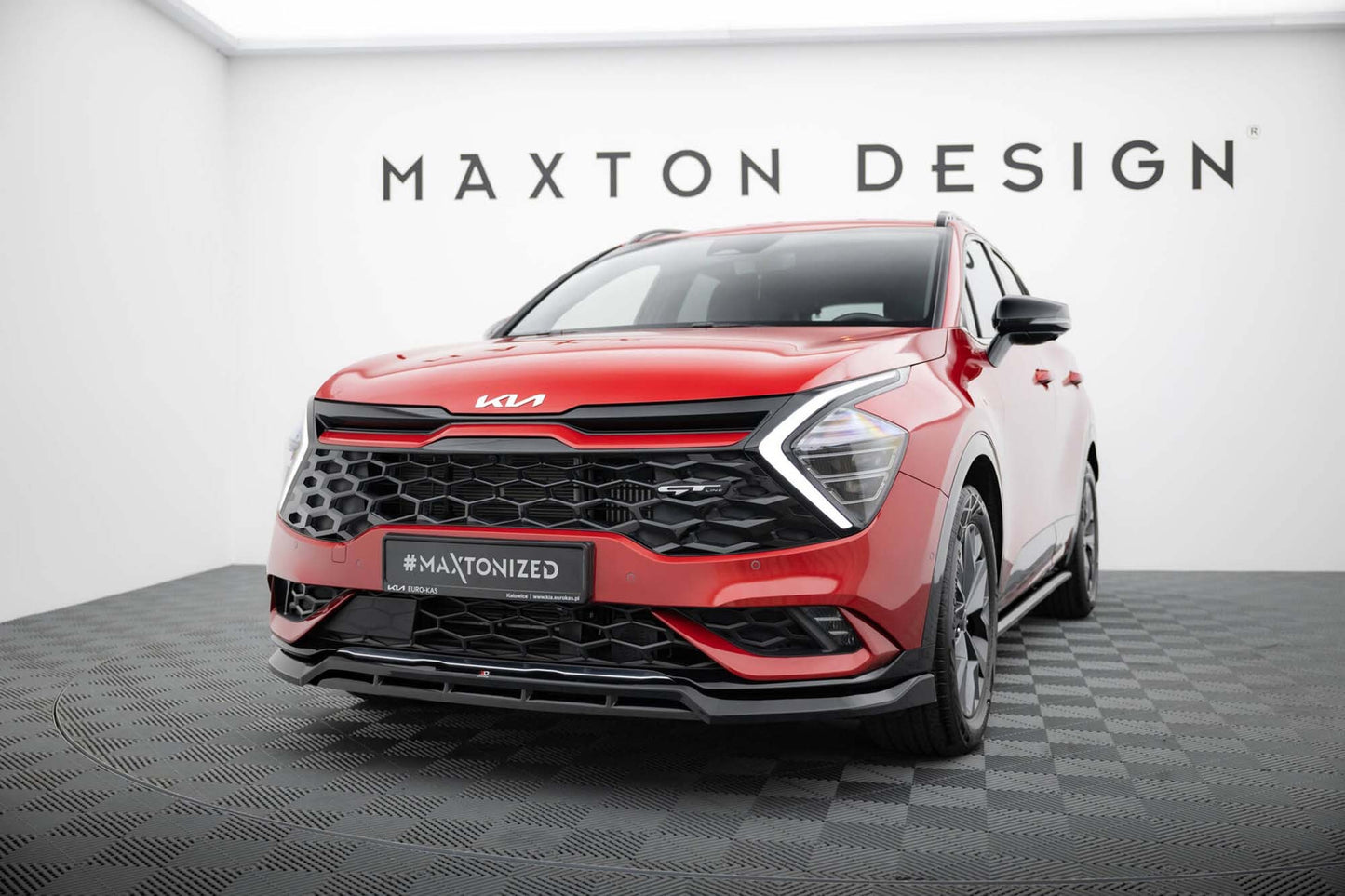 Maxton Design eleron bara față, versiunea 2, pentru Kia Sportage GT-Line (2021+), negru lucios