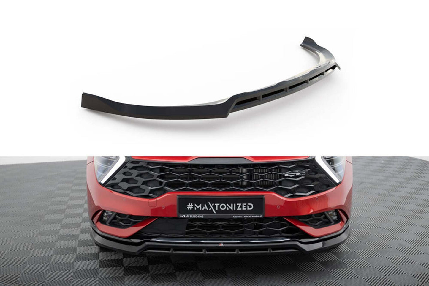 Maxton Design eleron bara față, versiunea 2, pentru Kia Sportage GT-Line (2021+), negru lucios