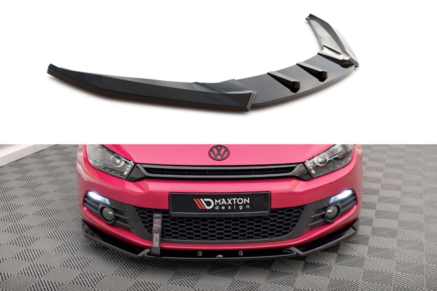 Spoiler Maxton Design versiunea 3 pentru bara fata a VW Scirocco MK3 (2008-2014), lac negru