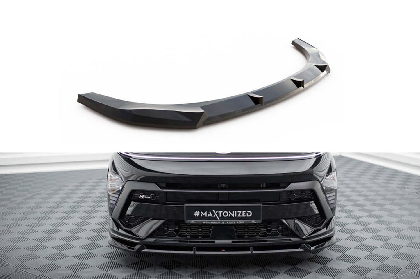 Splitter Maxton Design pentru bara fata a Hyundai Kona N-Line (2022-), negru lac