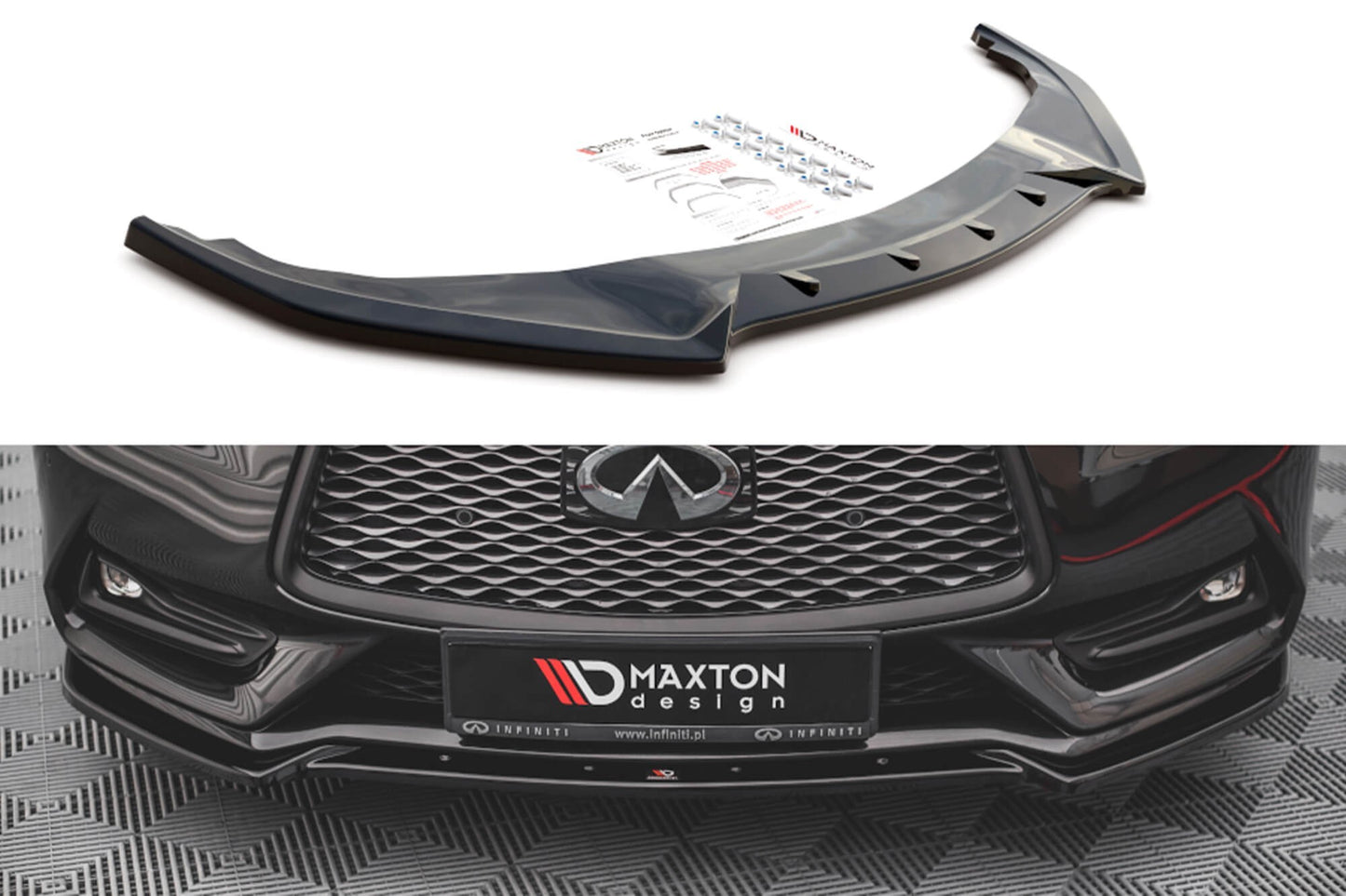Maxton Design spoiler bara fata pentru Infiniti Q60 S (dupa 2017), lac negru
