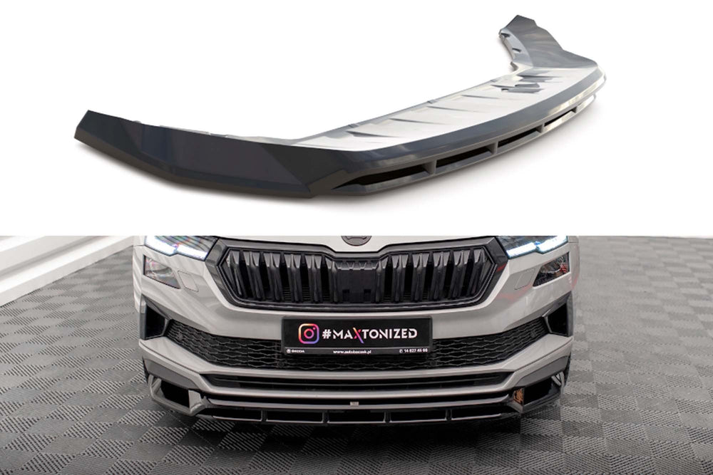 Prelungire bară față Maxton Design pentru Skoda Karoq Sportline Mk1 (2021-), culoare carbon