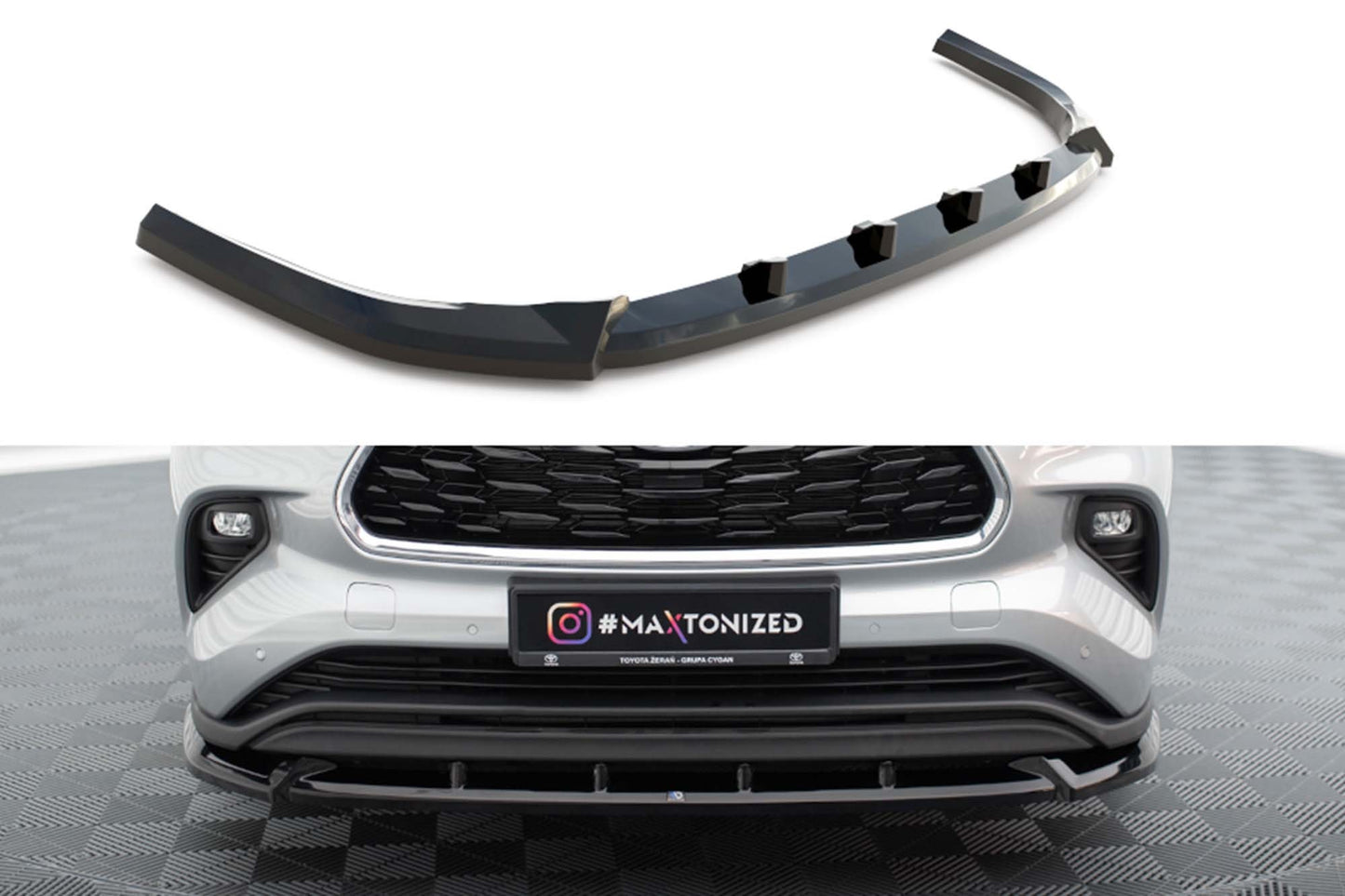 Spoiler bară față Maxton Design pentru Toyota Highlander (după 2019), negru lucios