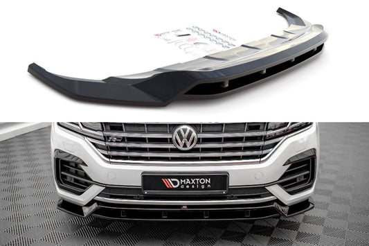 Maxton Design spoiler pentru bara fata R‑Line a VW Touareg dupa 2018, negru lacuit